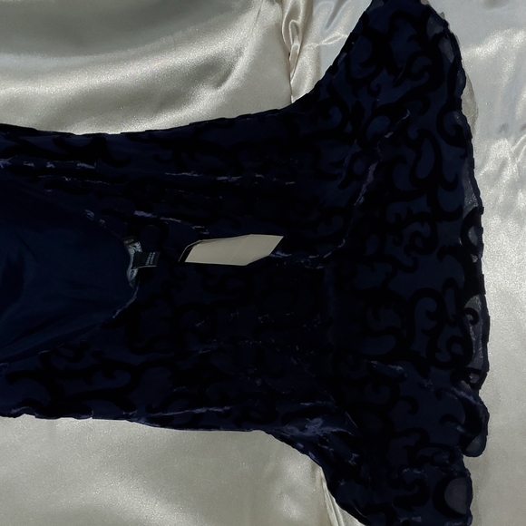 Bebe Blue Crisscross Back Velvet Dress - Picture 8 of 8